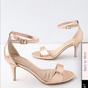 Lover Rose Gold Ankle Strap Heels